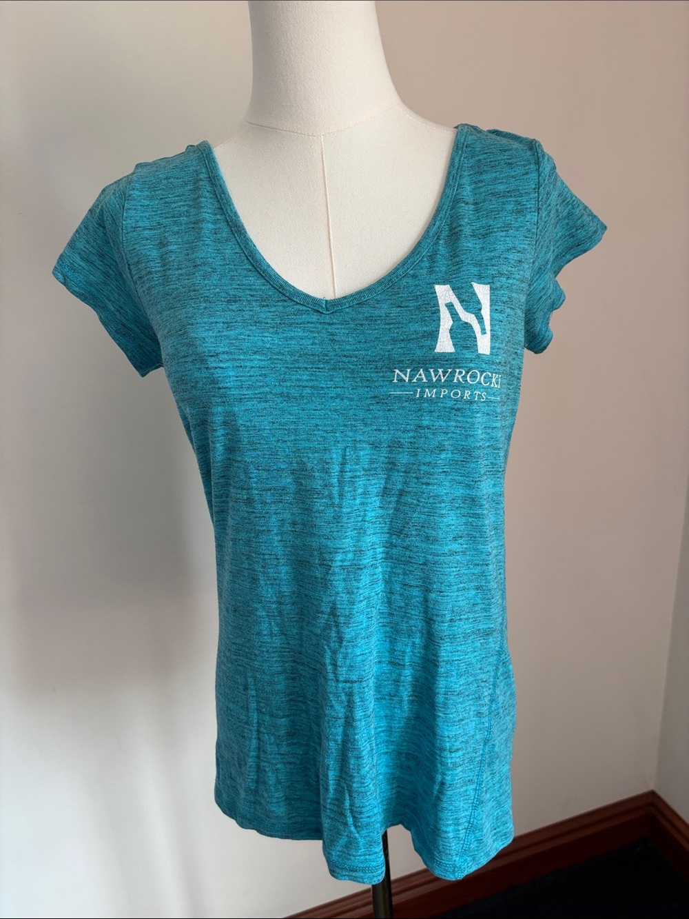 District Teal Heathered V-Neck Logo Tee Nawrocki Imports